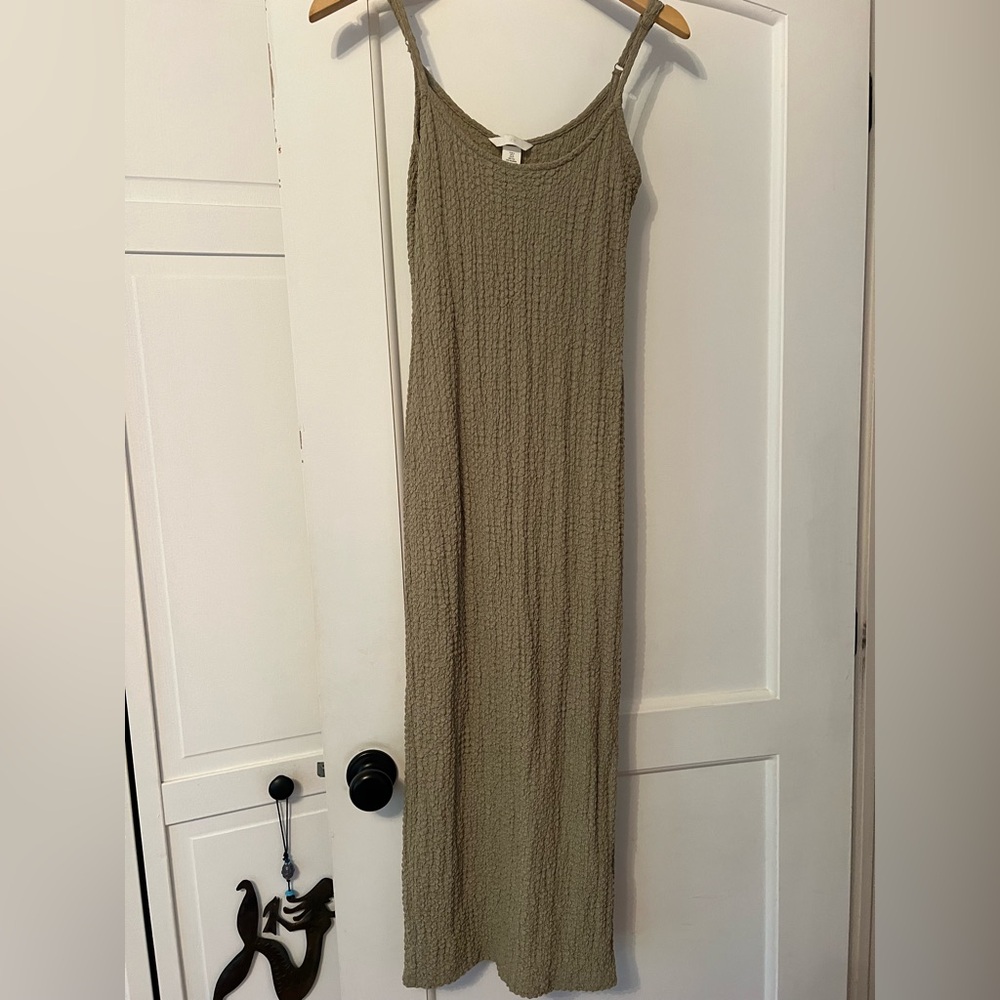 H&M Textured Sleeveless Maxi Dress - Beige